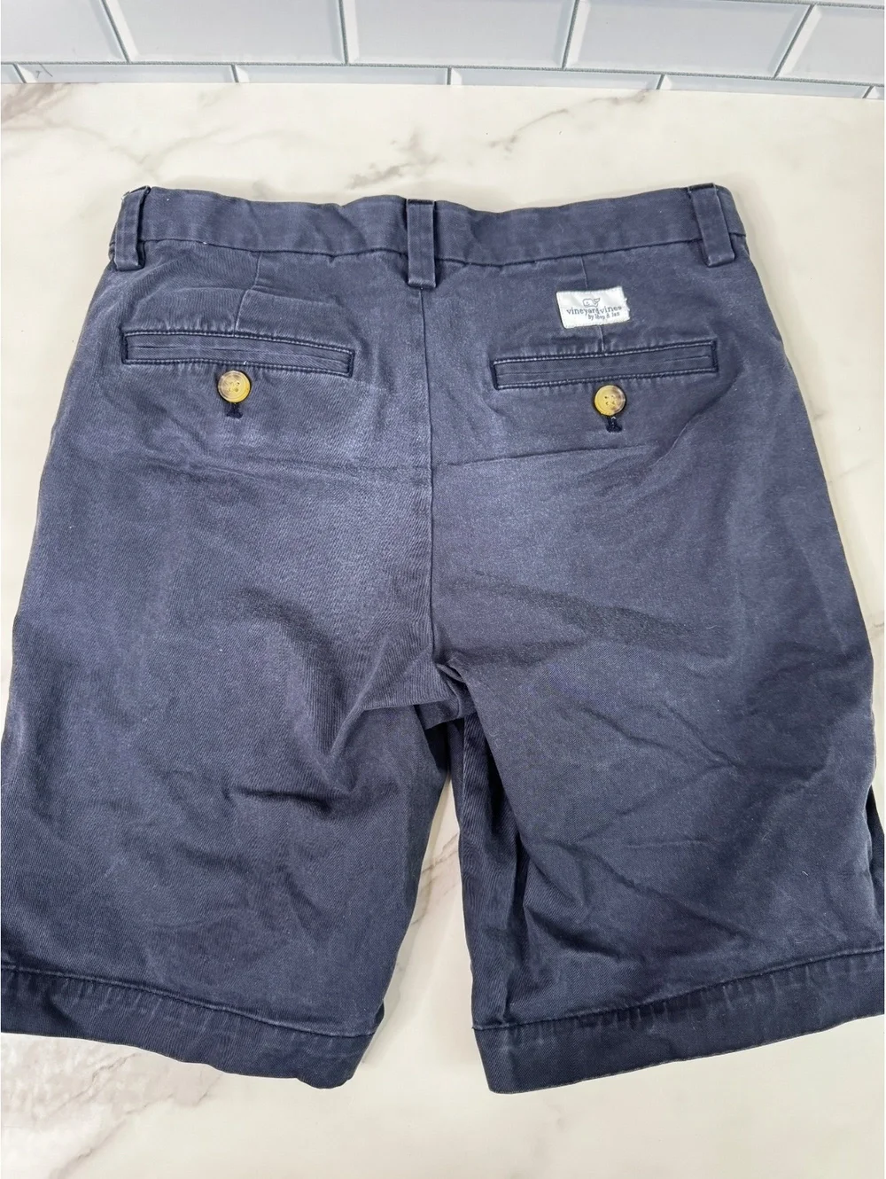Vineyard Vines Boys Size 12 Navy Blue Stretch Cotton Chino Shorts